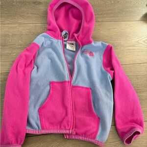 The North Face Kids Fleece Hoodie in Pink and Blue